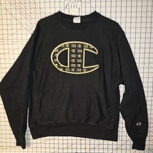 Champion Black and Gold Reverse Weave Sweater, Size M